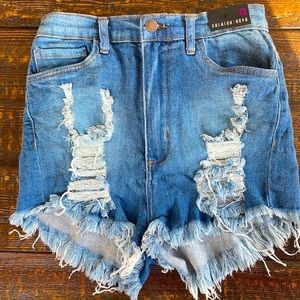 NWT FASHION NOVA DOUBLE UP DENIM SHORTS